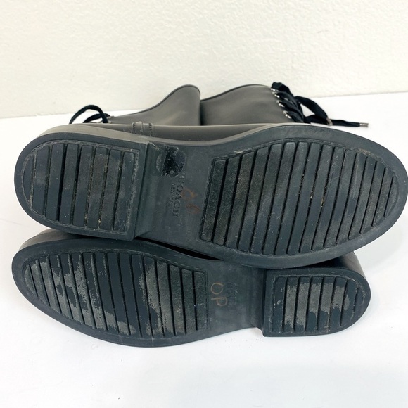 Coach Tristee Matte Black Tall Rain Boots Size 7 - Picture 5 of 6